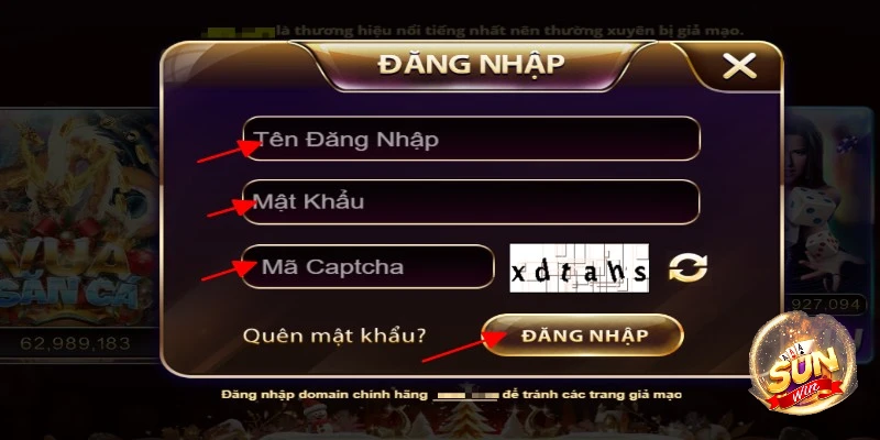 Giao dien dang nhap sunwin